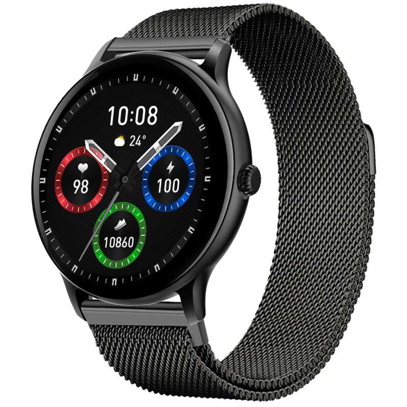 Phoenix Ultra Dark Grey Stainless Steel Smartwatch With Fitness & Health Tracking