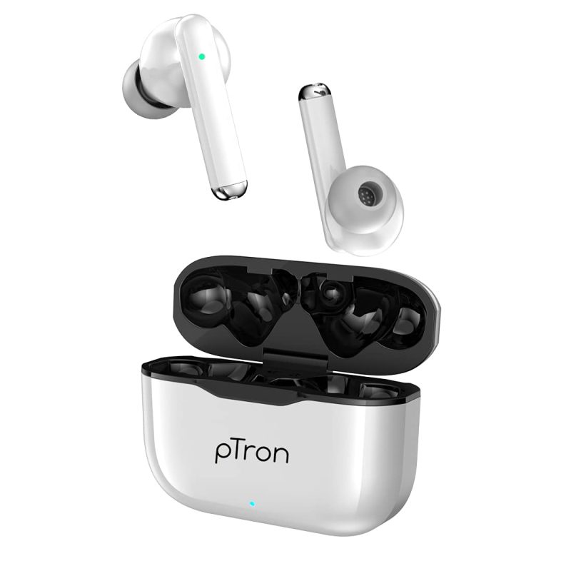 Ptron Bassbuds Pixel White Tws Earbuds With Bluetooth 5.1, Deep Bass & Dual Hd Mic