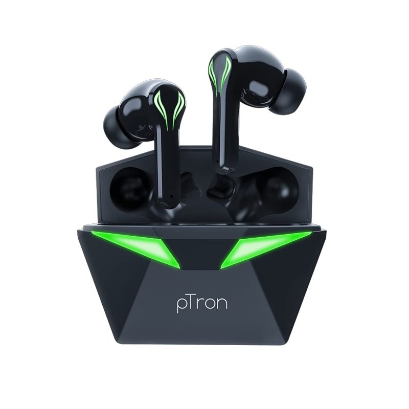 Ptron Bassbuds Jade Black Gaming Tws Earbuds With Deep Bass & Dual Mic