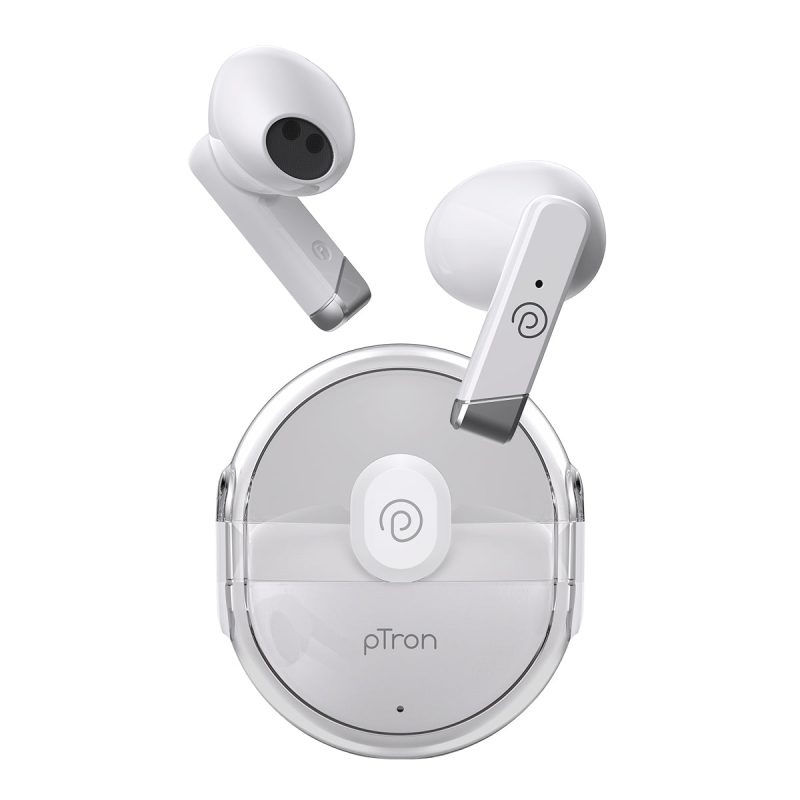 Ptron Bassbuds Tunes White Tws Earbuds With 13Mm Dynamic Driver, 25-Hour Playtime & Ipx4