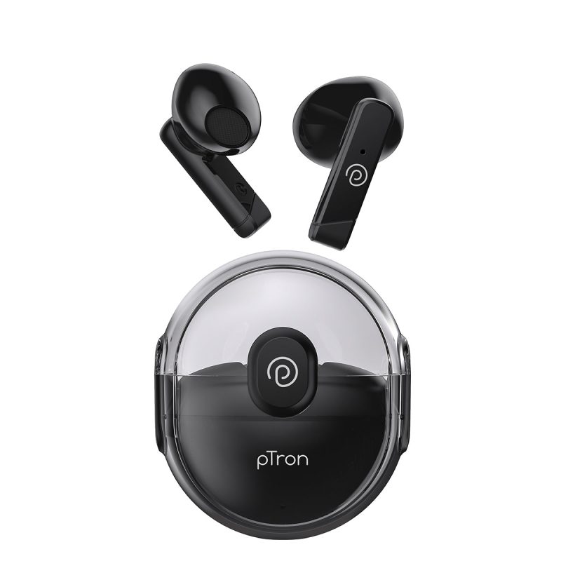 Ptron Bassbuds Tunes Black Tws Earbuds With 13Mm Dynamic Driver, 25-Hour Playtime & Ipx4