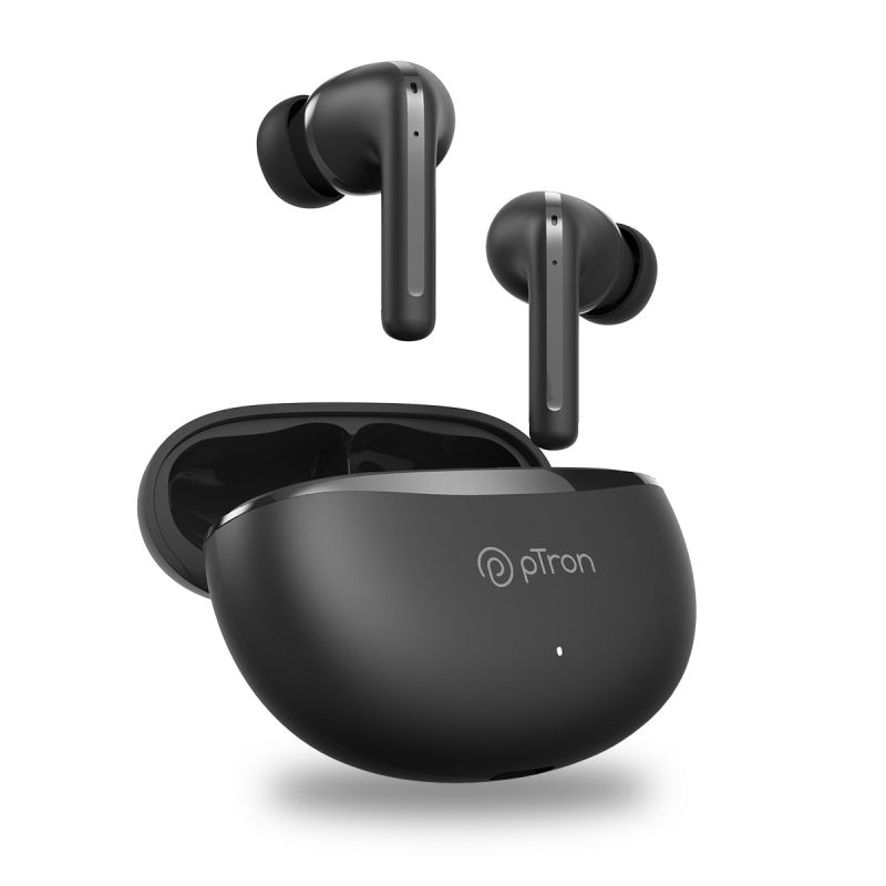 Ptron Basspods P481 Black Wireless Earbuds With 60-Hour Playtime, Deep Bass & Enc Calls