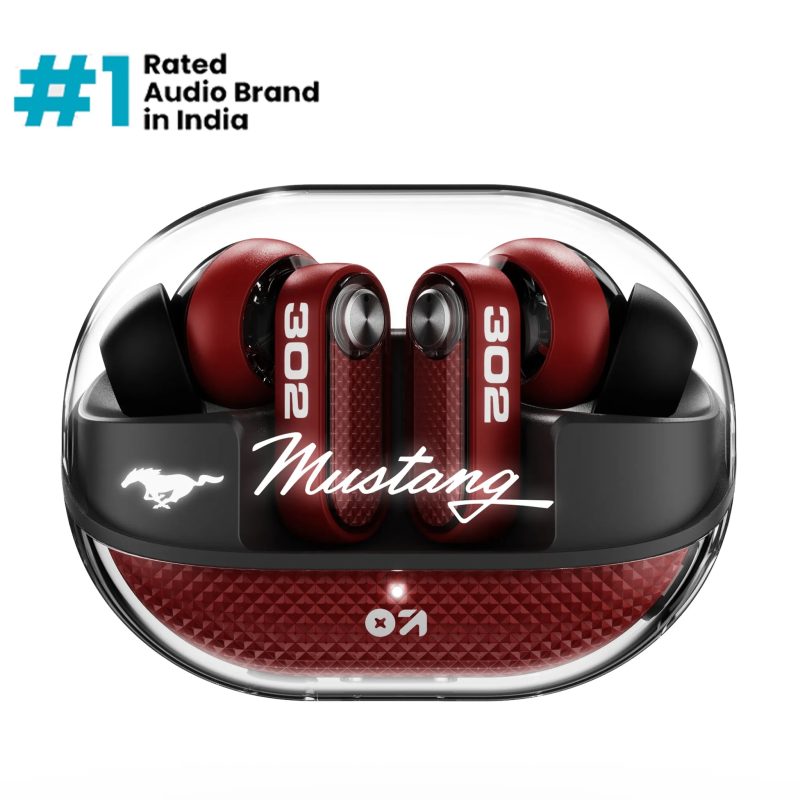 Mustang Official Collab Sprint Blaze Red Wireless Earbuds With Powerful Sound & Stylish Design