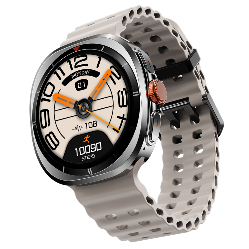 Axiom Beige Stylish Smartwatch With Fitness & Health Tracking