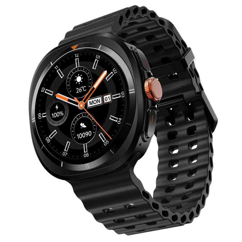 Axiom Black Stylish Smartwatch With Fitness & Health Tracking