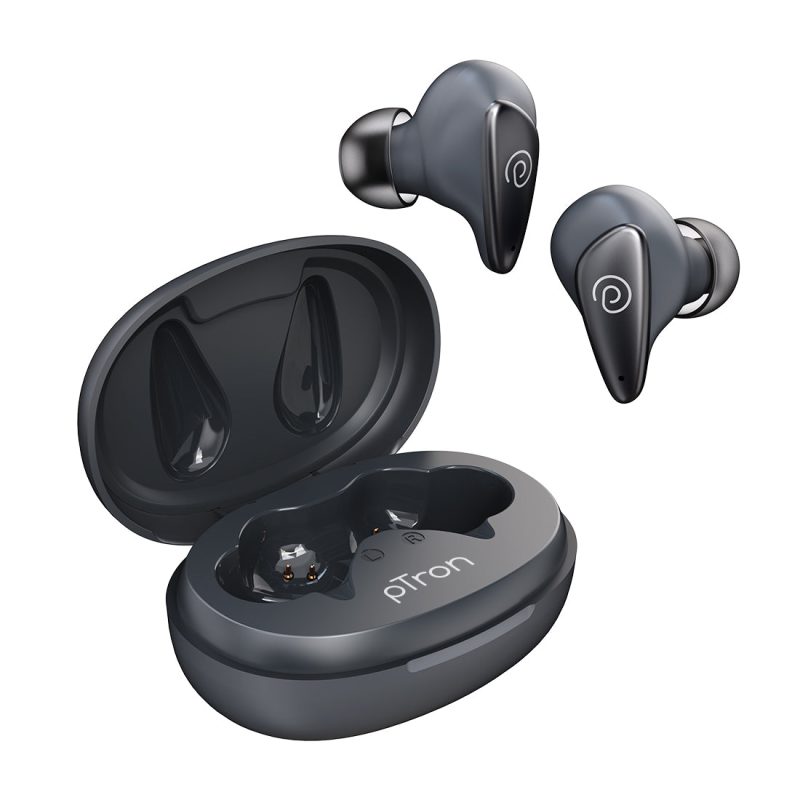 Ptron Bassbuds Wave Grey Wireless Tws Earbuds With Enc, 40-Hour Playtime & Low Latency