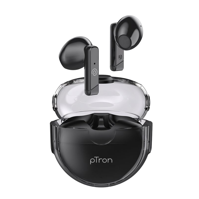 Ptron Bassbuds Fute Black Tws Earbuds With 13Mm Dynamic Driver, 25-Hour Playtime & Ipx4