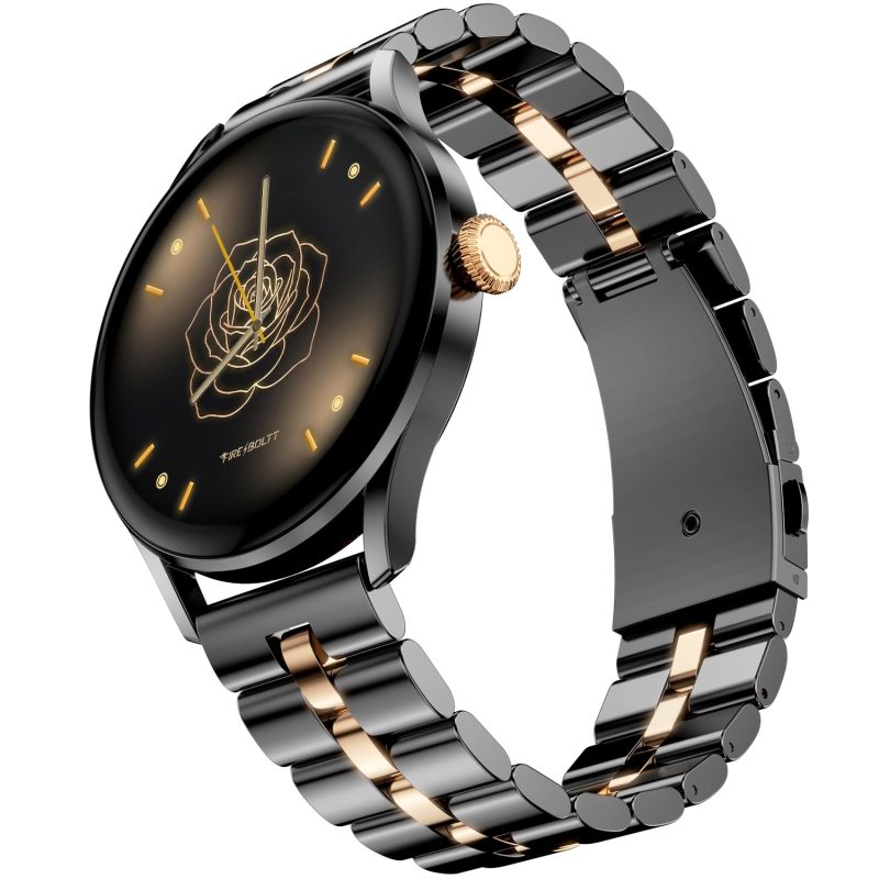 Glitz Onyx Gold Premium Smartwatch With Fitness Tracking & Smart Features