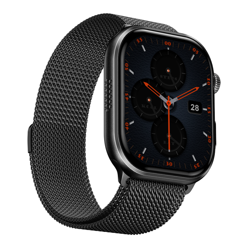 Brillia Pro Black Mesh Smartwatch With Fitness Tracking & Smart Features