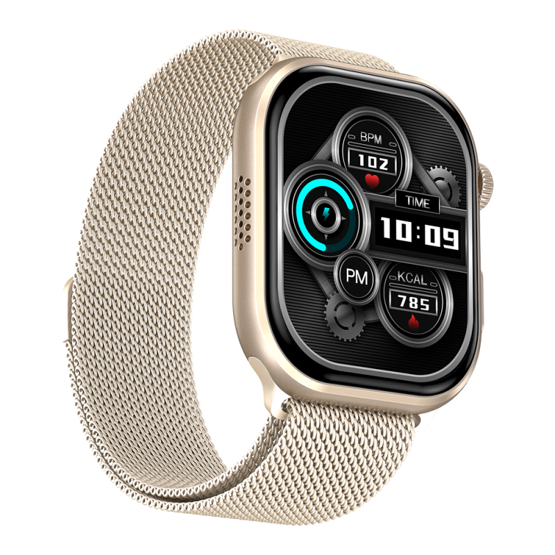 Brillia Pro Gold Mesh Premium Smartwatch With Fitness & Health Monitoring