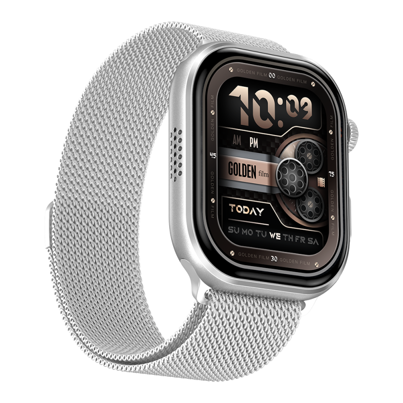 Brillia Pro Silver Mesh Smartwatch With Fitness & Health Tracking