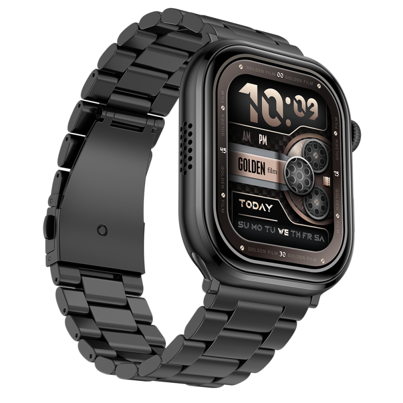 Brillia Pro Black Stainless Steel Premium Smartwatch With Fitness Tracking