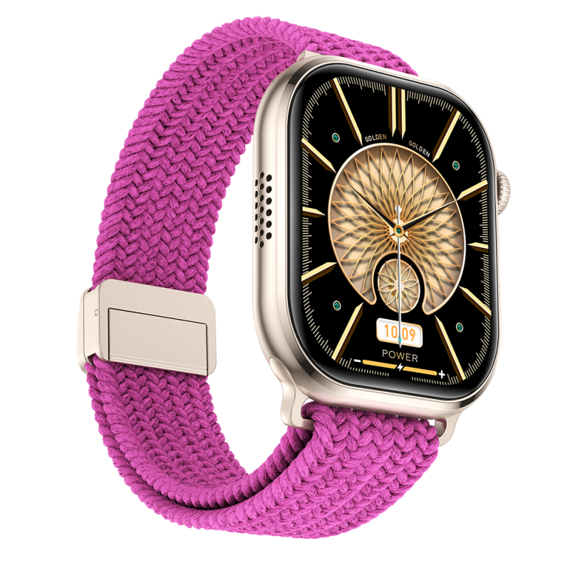 Brillia Pro Braided Pink Stylish Smartwatch With Fitness & Health Monitoring