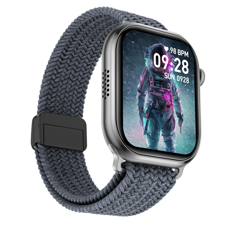 Brillia Pro Braided Grey Stylish Smartwatch With Fitness & Health Tracking