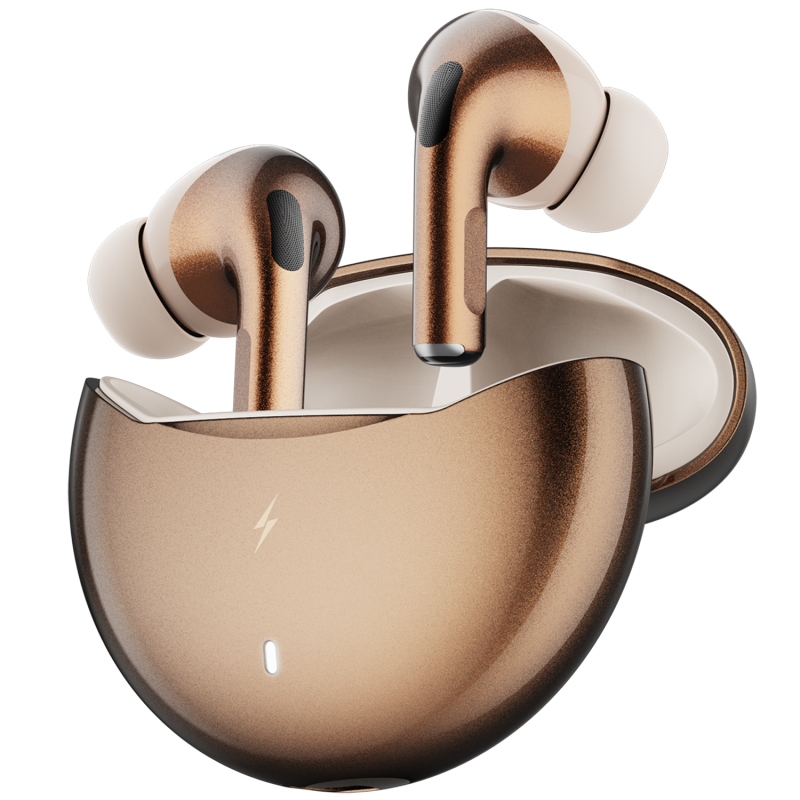 Firepods Aero Ultra Gold Metallic Tws Wireless Earbuds With Premium Sound & Deep Bass