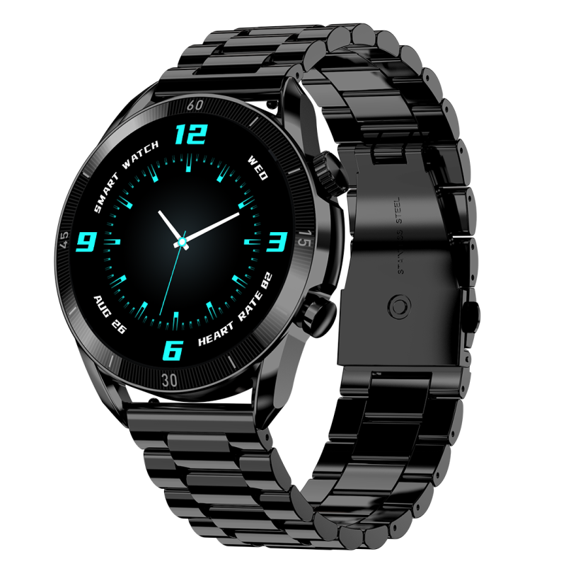Legacy Black Stainless Steel Premium Smartwatch With Fitness & Health Monitoring