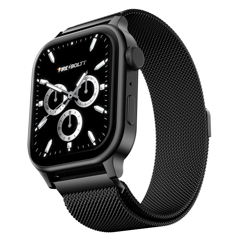 Rise Luxe Mesh Black Milanese Smartwatch With Premium Metal Mesh Strap
