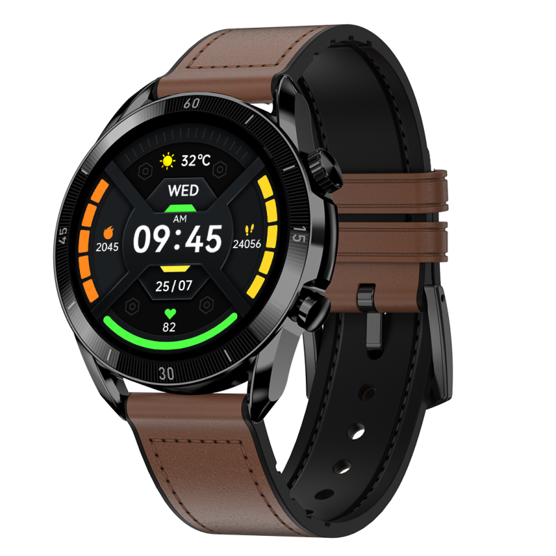 Legacy Brown Leather Stylish Smartwatch With Fitness Tracking