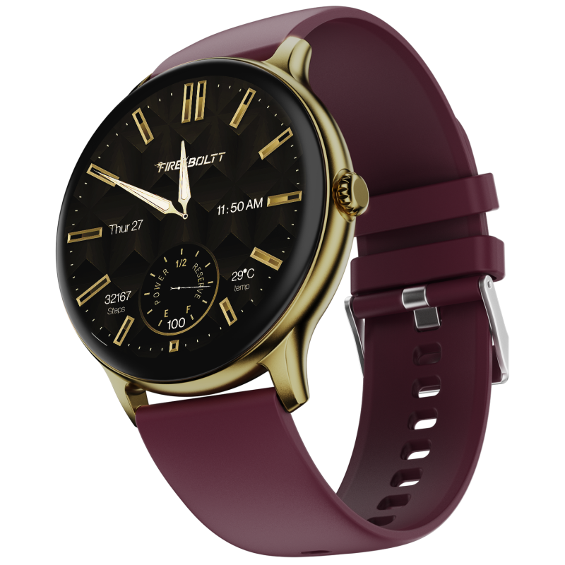 Phoenix Pro Burgundy Stylish Smartwatch With Fitness & Activity Tracking