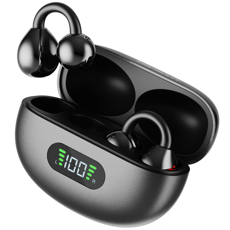 Firepods Aero Clip Midnight Black Open Ear Wireless Earbuds With Comfortable Fit & Clear Sound