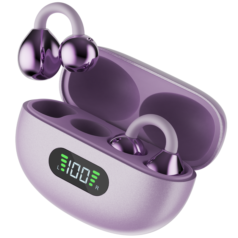 Firepods Aero Clip Lilac Bloom Open Ear Wireless Earbuds With Immersive Sound & Comfortable Fit