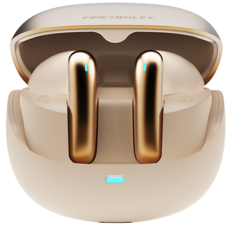 Firepods Aero Fit Silk Gold Tws Wireless Earbuds With Premium Sound & Deep Bass