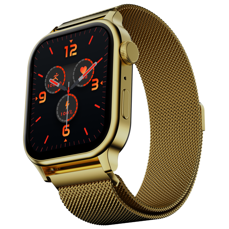 Rise Luxe Mesh Gold Milanese Smartwatch With Premium Metal Mesh Strap