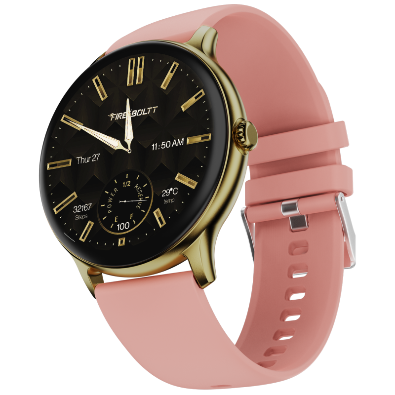 Phoenix Pro Gold Pink Stylish Smartwatch With Fitness & Health Monitoring