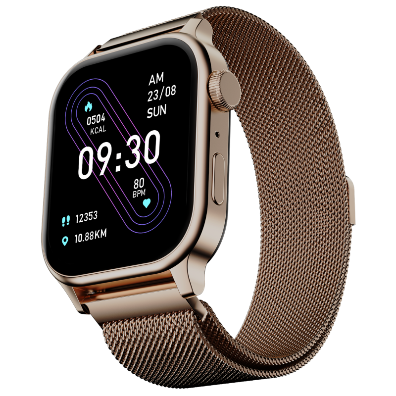 Rise Luxe Mesh Rose Gold Milanese Smartwatch With Premium Metal Mesh Strap