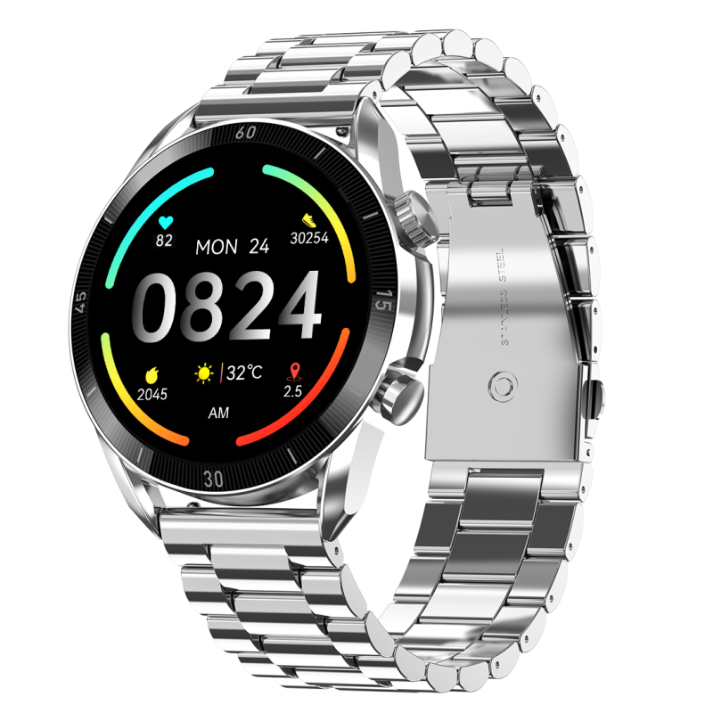 Legacy Silver Stainless Steel Smartwatch With Fitness Tracking & Smart Features