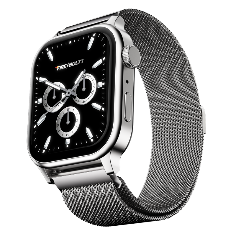 Rise Luxe Mesh Silver Milanese Smartwatch With Premium Metal Mesh Strap