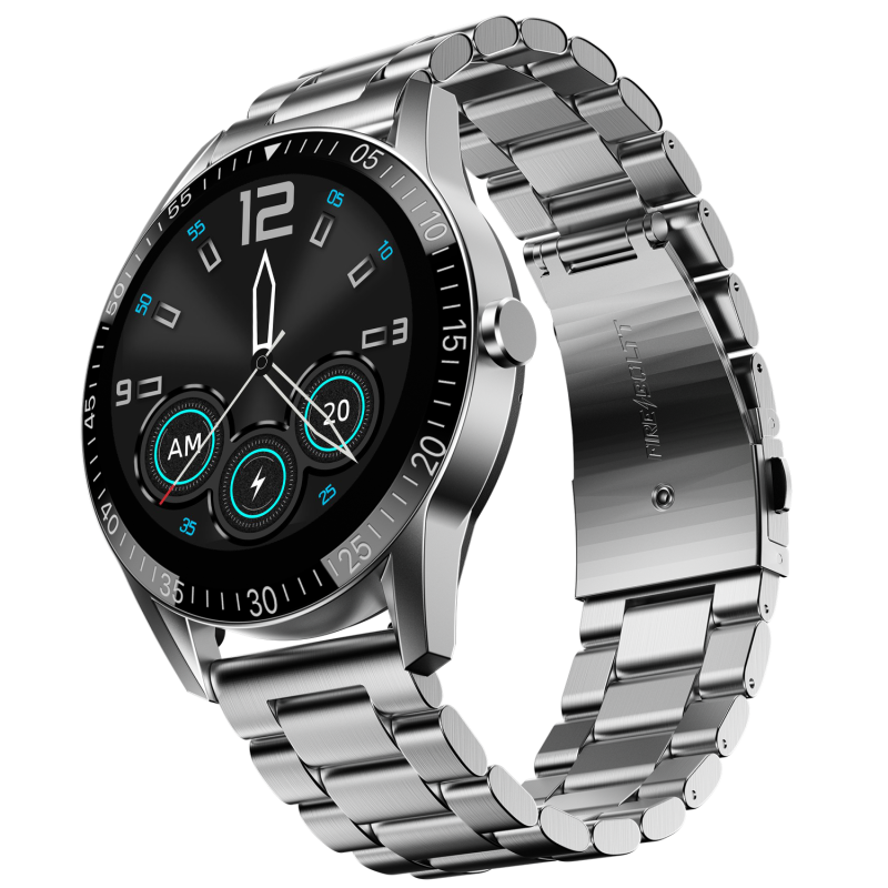 Talk Silver Stainless Steel Premium Smartwatch With Fitness Tracking